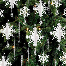 Ayieyill 24 Pieces Christmas Snowflake Drop Ornament Acrylic Icicle Christmas Hanging Acrylic Crystal Snowflake Decoration Hanging Acrylic Snowflakes (Clear)