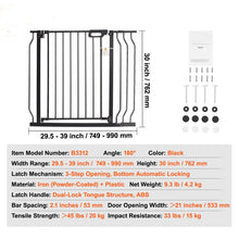 BENTISM 30" Extra Tall Baby Gate for Stairs Doorways, Fits Openings 29.5" to 39" Wide, Auto Close Extra Wide Dog Gate for House, Pressure Mounted Easy Walk Through Pet Gate with Door, Black