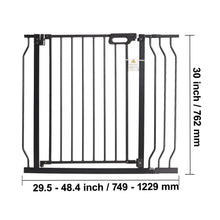 BENTISM 30" Extra Tall Baby Gate for Stairs Doorways, Fits Openings 29.5" to 39" Wide, Auto Close Extra Wide Dog Gate for House, Pressure Mounted Easy Walk Through Pet Gate with Door, Black