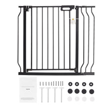 BENTISM 30" Extra Tall Baby Gate for Stairs Doorways, Fits Openings 29.5" to 39" Wide, Auto Close Extra Wide Dog Gate for House, Pressure Mounted Easy Walk Through Pet Gate with Door, Black