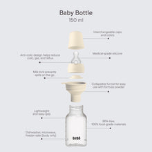 BIBS Baby Bottles with Medium Flow Silicone Nipple, Ivory, 9 oz, 2 pack