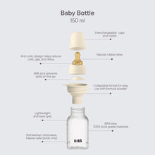 BIBS Baby Bottles with Slow Flow Natural Rubber Latex Nipple, Ivory, 5 oz, 2 pack