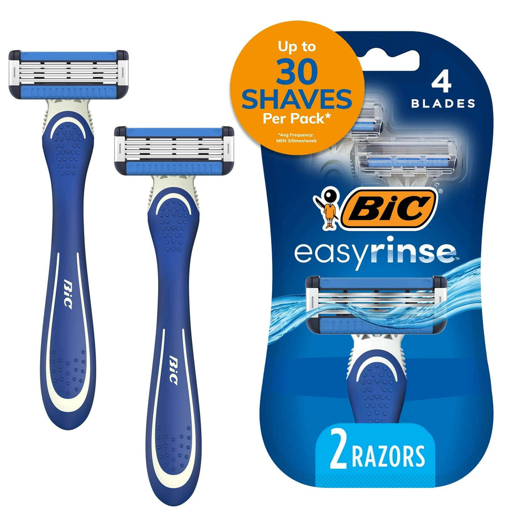 BIC EasyRinse Anti-Clogging Men's Disposable Razors, 4 Blades, All Ski ...
