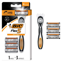 BIC Flex 5 Men’s 5-Blade Refillable Manual Razors with 1 Handle and 3 Cartridges, Father’s Day Gift Idea