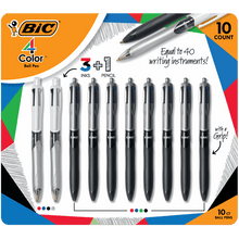BIC Grip 4 Color Ball Pens with 3 Color + Pencil Set, 10-count
