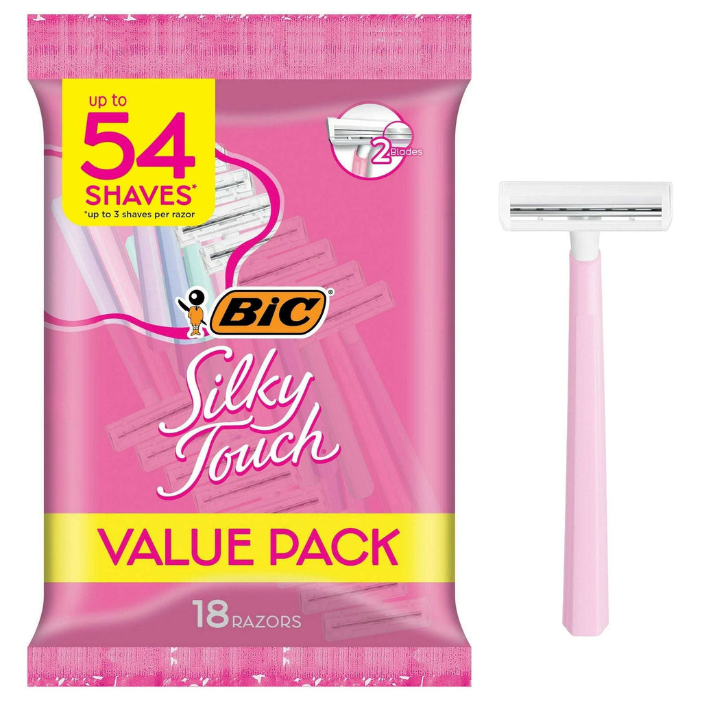BIC Silky Touch Women's Disposable Razors with 2 Blades, 18-Pack ...
