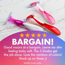 BIC Soleil 3 Colors Women's Razors, Colorful Handles, 3 Blades, 8 Count
