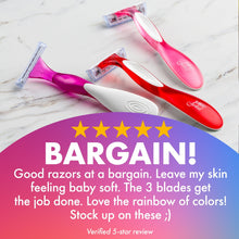 BIC Soleil 3 Colors Women's Razors, Colorful Handles, 3 Blades, 8 Count