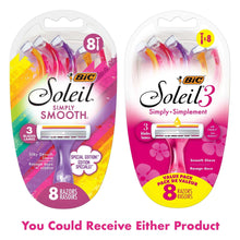 BIC Soleil 3 Simply Women's Disposable Razors, 3 Blades, 8 Piece Razor Set