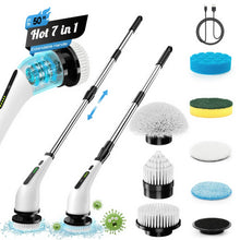 BIMZUC Electric Spin Scrubber, Cordless Cleaning Brush, 7 Replaceable Heads, Extendable Handle, White - Brands For Less USA