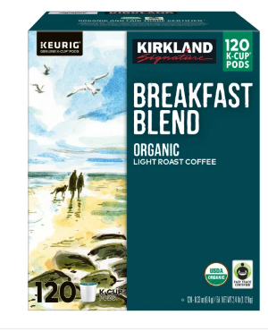 Kirkland Signature Coffee Organic Breakfast Blend K-Cup Pod, 120-count