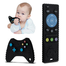 Baby Teething Toys, 2 Pcs Silicone Teething Toys for 3-6 month 6-12 Months - Sensory Toy Chew Toys Educational Toys for Toddler, Remote Control and Game Controller Teething Toys Set - Black - Brands For Less USA