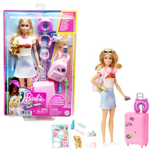 Barbie Doll and Accessories, 'Malibu' Travel Set with Puppy & Working Suitcase, 10+ Pieces