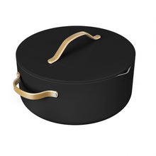 Beautiful 8 Quart Ceramic Non-Stick Stock Pot with Strainer Lid, Black Sesame by Drew Barrymore - Brands For Less USA