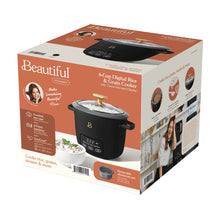 Beautiful 6-Cup Cooked, 3-Cup Uncooked Digital Electric Rice and Grain Cooker with Glass Lid and EverGood Ceramic Nonstick Coating by Drew Barrymore