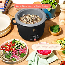 Beautiful 6-Cup Cooked, 3-Cup Uncooked Digital Electric Rice and Grain Cooker with Glass Lid and EverGood Ceramic Nonstick Coating by Drew Barrymore
