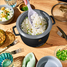 Beautiful 6-Cup Cooked, 3-Cup Uncooked Digital Electric Rice and Grain Cooker with Glass Lid and EverGood Ceramic Nonstick Coating by Drew Barrymore