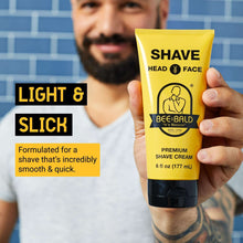 Bee Bald SHAVE Premium Shaving Cream for Men, Smooth & Quick Shave for Face and Head, 6 fl oz