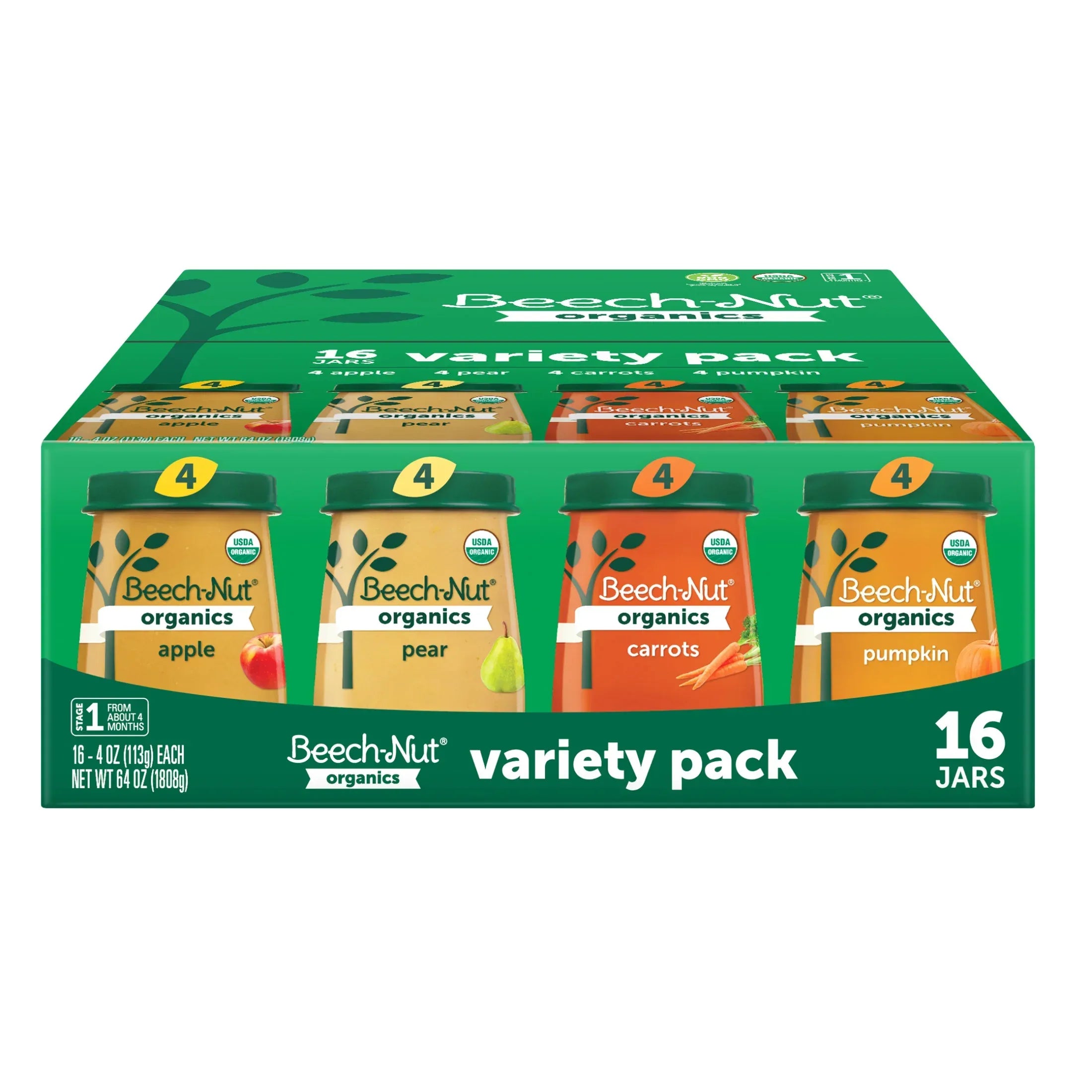 Beech-Nut Organics Stage 1 Baby Food Variety Pack, Fruit & Vegetable