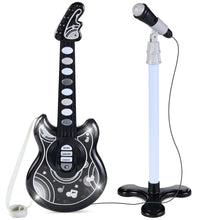 Best Choice Products 19in Kids Flash Guitar, Pretend Play Musical Instrument Toy for Toddlers w/ Mic, Stand - Black