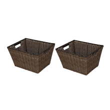 Better Homes & Gardens Large Poly Rattan Decorative Storage Basket with Handles, 14 in x 11 in x 8.5 in