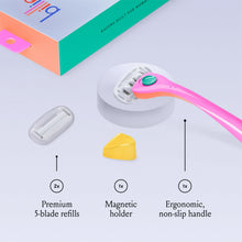Billie Women’s Razor Kit, 1 Handle + 2 x 5-Blade Refills + Magnetic Holder, Malibu Color