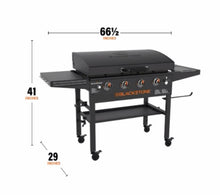 Plancha exterior Blackstone Original Omnivore de 4 quemadores y 36 pulgadas a propano con tapa y estantes laterales plegables