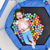 Blue55in.ToddlersTrampolinewithSafetyEnclosureNetandBalls_IndoorOutdoorMiniTrampolineforKids1 - Brands For Less USA