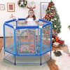 Blue55in.ToddlersTrampolinewithSafetyEnclosureNetandBalls_IndoorOutdoorMiniTrampolineforKids2 - Brands For Less USA