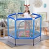 Blue55in.ToddlersTrampolinewithSafetyEnclosureNetandBalls_IndoorOutdoorMiniTrampolineforKids4 - Brands For Less USA