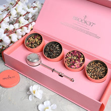 Brook 37 Amore Gift Box Tea Collection, 4 Loose Leaf Tins (4 oz Total), 2 Teacups & Infusers