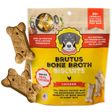 Brutus Bone Broth Biscuits (Chicken) - Healthy Dog Treats -Pet Food Topper - Natural Dog Biscuits with Dog Bone Broth and Real Chicken Meat - 18 Grams of Protein - 8 OZ