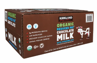Kirkland Signature, Organic Reduced Fat Chocolate Milk, 8.25 fl oz, 24-Count