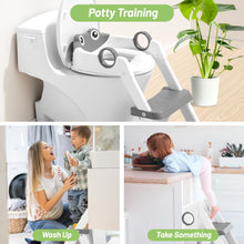 COOSEYA Potty Training Seat , Potty Training Toilet for Kids , Toddler Toilet Seat with Ladder, Children 12+ Months(Frog/Grey)
