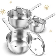 Koch Systeme CS 1&2&3QT Stainless Steel Saucepan Set, 6 Piece Pot Set, Small Pot Set with Lid, Induction Compatible - Brands For Less USA