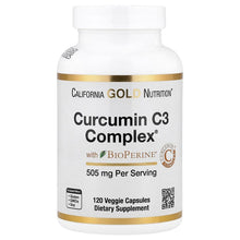 California Gold Nutrition, Curcumin C3 Complex® with BioPerine® Black Pepper Extract, Turmeric Curcumin Complex, Enhanced Bioavailablity, 120 Veggie Capsules