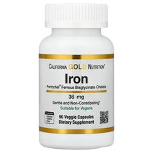 California Gold Nutrition, Ferrochel® Iron (Bisglycinate), 36 mg, 90 Veggie Capsules - Brands For Less USA