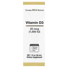 CaliforniaGoldNutrition_VitaminD3_25mcg_1_000IU_1floz_30ml - Brands For Less USA