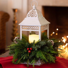 Candle Lantern Centerpiece with Fresh Greens