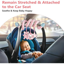 Car Seat Toys for Baby 0-6 Months, Pink Piggy Spiral Plush Toy for Crib Carseat with Mirror Rattles Baby Essentials
