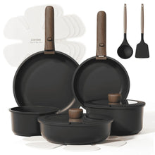 Carote 15 Pcs Nonstick Cookware Sets, Granite Non Stick Pots and Pans with Removable Handles, Oven Safe, Induction Compatible, Black