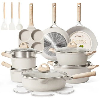 Carote Nonstick Cookware Set 21-Piece,Kitchen Pots and Pans Set,Stay-C ...