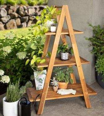 Cascade 3-Layer Outdoor Wood Plant Stand