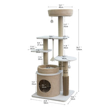 Árbol para gatos Catry Pasadena de 137 cm (54 pulgadas), con 5 niveles y casita, color beige