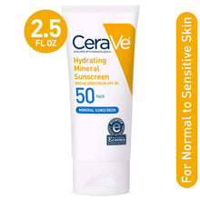 CeraVe Mineral Sunscreen Hydrating SPF 50 Face Lotion for Sensitive Skin, Kids & Adults 2.5 fl oz