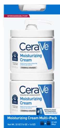 CeraVe Moisturizing Cream Interchangeable Multi-Pack, 16 oz Jar with Pump + 16 oz Jar