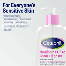 Cetaphil Nourishing Oil to Foam Facial Cleanser for Normal to Dry Skin, up to 24 Hour Hydration, 8 fl oz