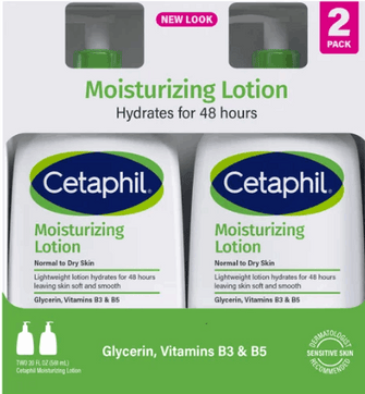 Cetaphil Moisturizing Lotion, Dry to Normal Sensitive Skin, 20 fl oz, 2-count