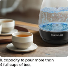 Hervidor eléctrico de vidrio Chefman de 1 l con luz indicadora LED y apagado automático, color negro 