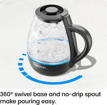 Hervidor eléctrico de vidrio Chefman de 1 l con luz indicadora LED y apagado automático, color negro 